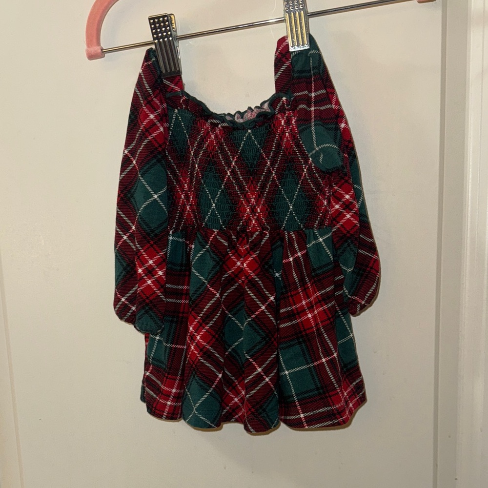 Little Sleepies Bamboo Red and green Christmas plaid  Long Sleeve Dress